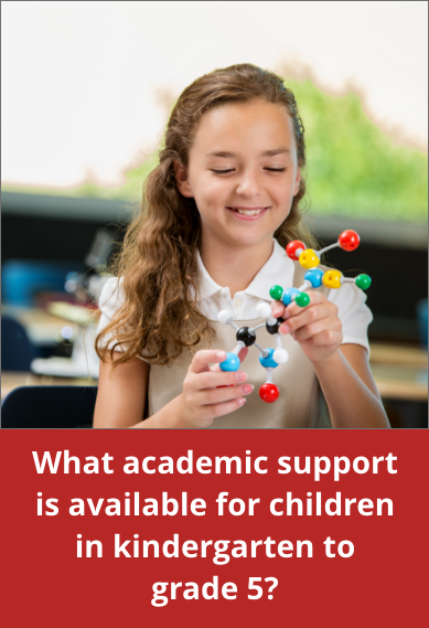What academic support is available for children in kindergarten to grade 5?